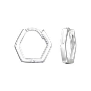 Sterling Silver Hexagon Huggie Hoop Earrings – 10mm